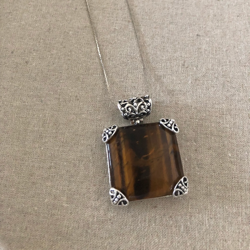 Tiger eye and sterling silver necklace